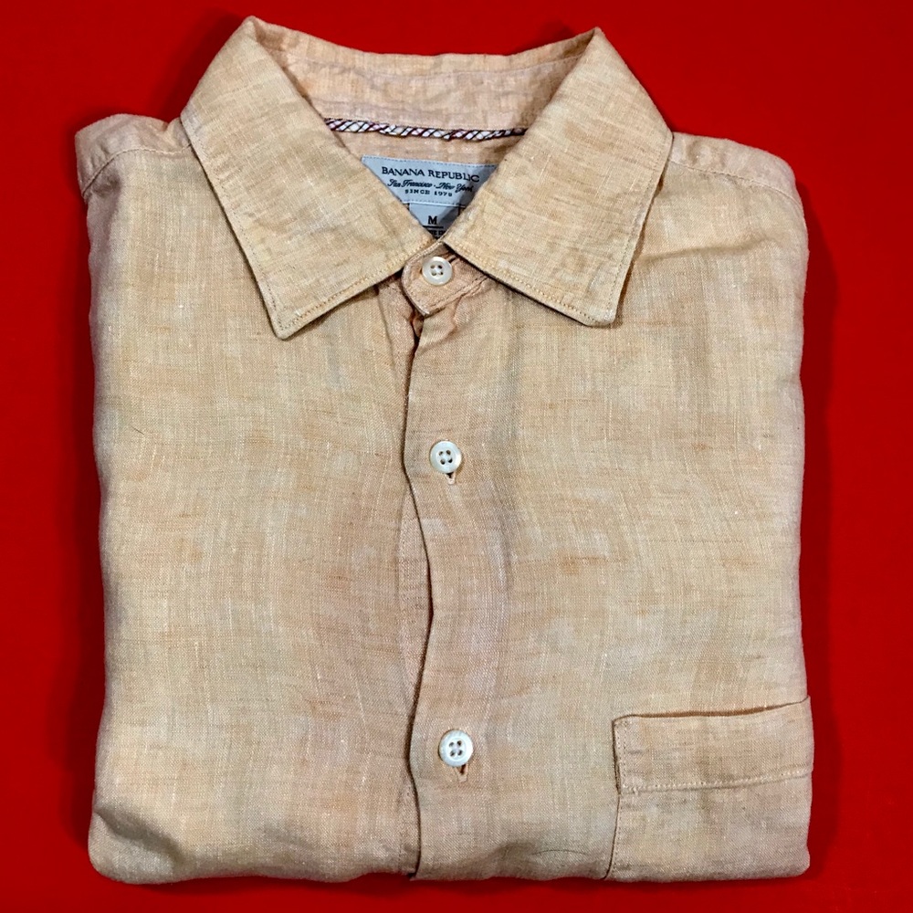 men’s Banana Republic l/s button up, 100% linen, M